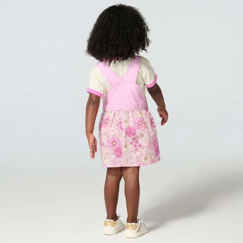 Girls' 2-Piece Short Sleeve T-Shirt & Printed Jumper Set (Toddler)