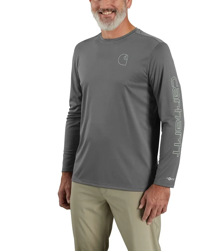 Men's Force Sun Defender Upf 50+ Lightweight Long Sleeve Moisture Wicking T-Shirt - Sun Protection Shirts