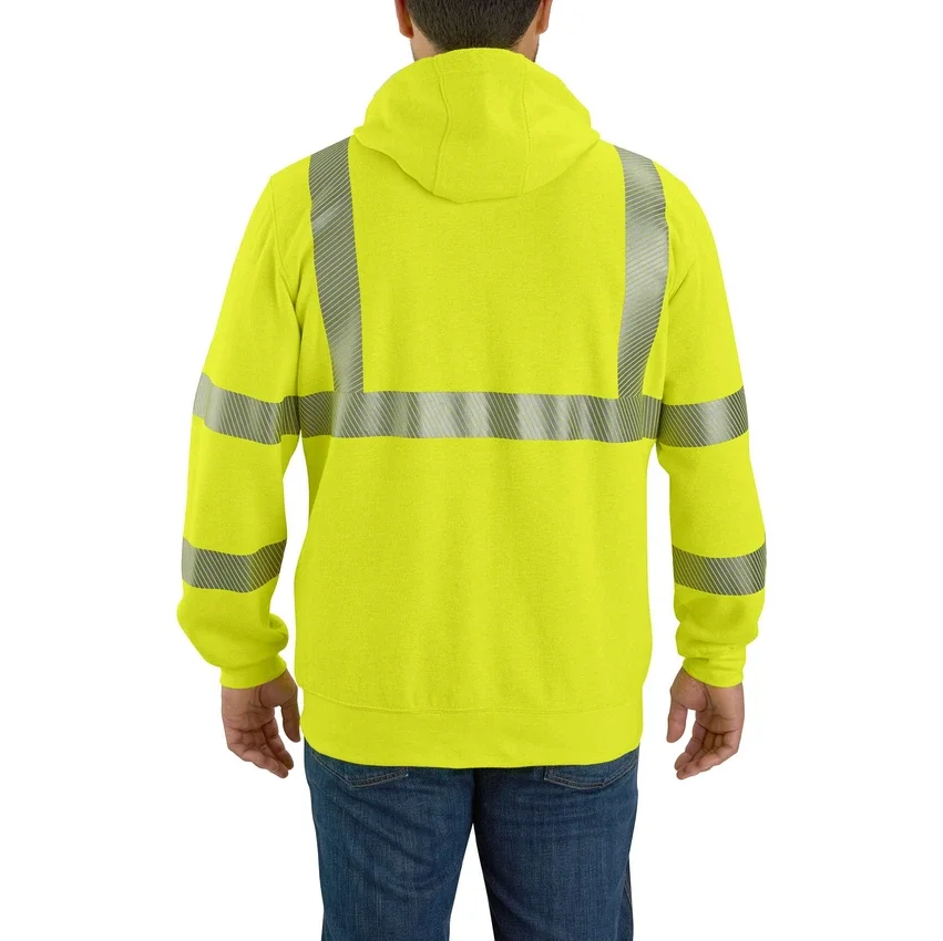 Men's Fr High Visibility Class 3 Force Full Zip Hooded Sweatshirt