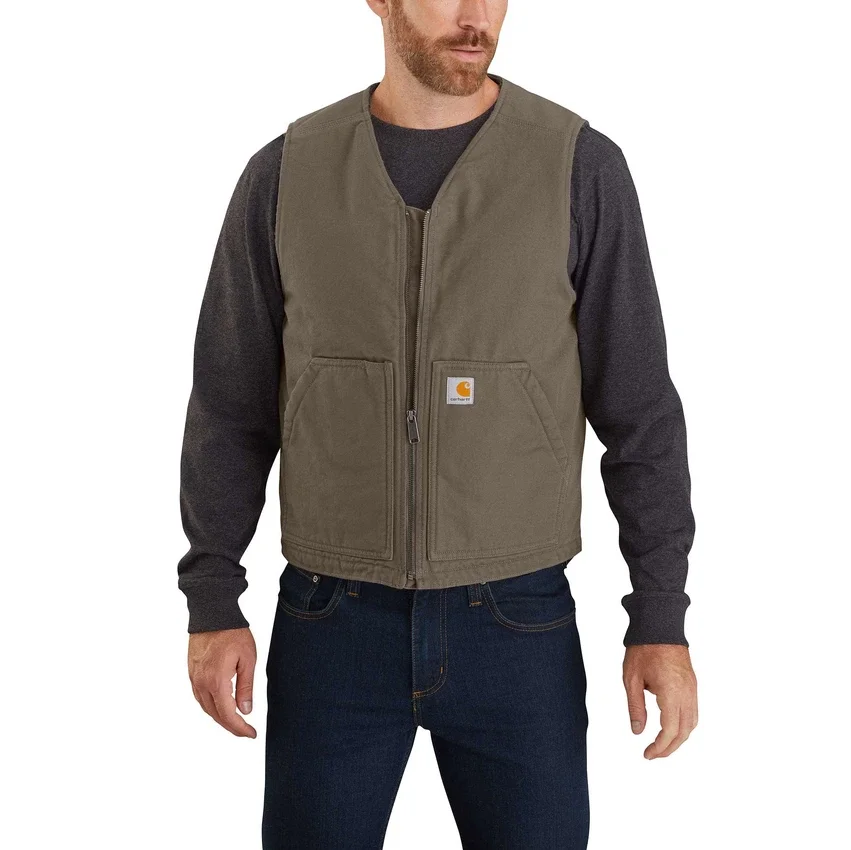Men's Washed Duck Rugged Sherpa-Lined Vest
