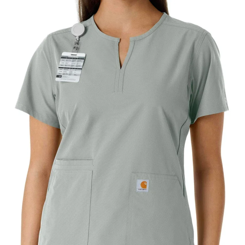 Women's Force Essentials Notch Neck Tunic Knit Panel Scrub Top