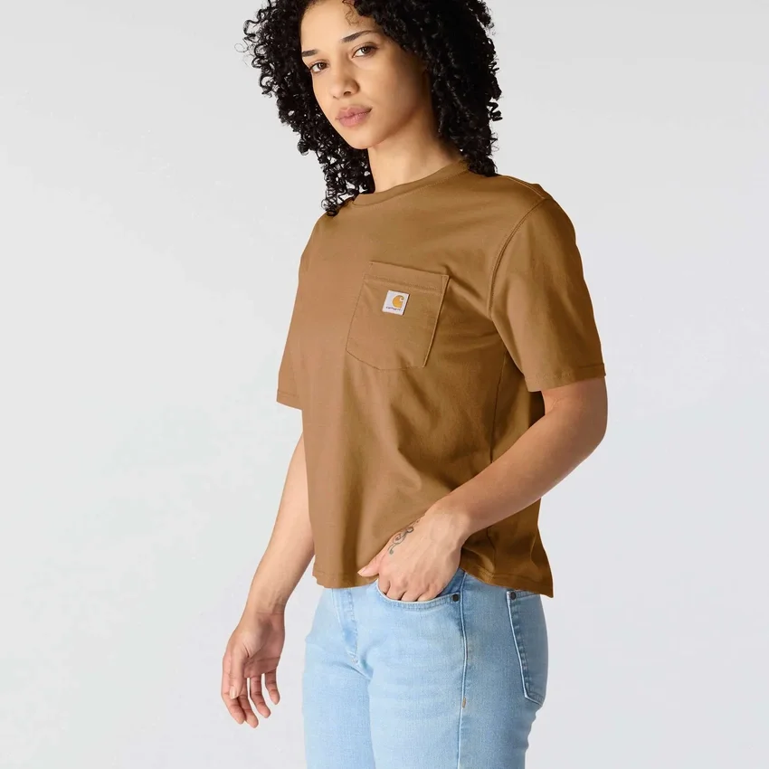 Women's Tencel Loose Fit Lightweight Crewneck Pocket T-Shirt