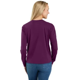 Women’s Tencel Loose Fit Long Sleeve Crewneck Pocket T-Shirt