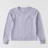 Women's Tencel Loose Fit Long Sleeve Crewneck Pocket T-Shirt
